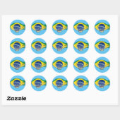 Braziliaanse vlag Blimp ballon in blauwe lucht Cus Ronde Sticker (Vel)