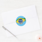 Braziliaanse vlag Blimp ballon in blauwe lucht Cus Ronde Sticker (Envelop)