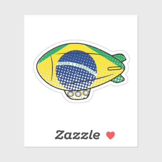 Braziliaanse vlag Blimp ballon in blauwe lucht Cus Sticker (Vel)