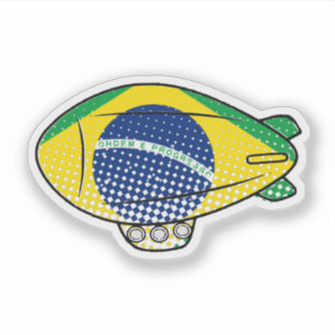 Braziliaanse vlag Blimp ballon in blauwe lucht Cus Sticker