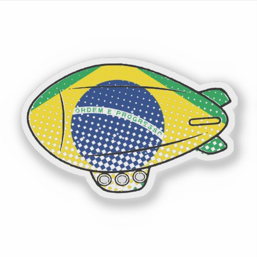 Braziliaanse vlag Blimp ballon in blauwe lucht Cus Sticker (Voorkant)