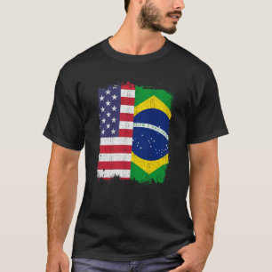 Braziliaanse vlag Brazilië Verenigde Staten T-shirt