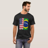 Braziliaanse vlag Brazilië Verenigde Staten T-shirt (Voorkant volledig)