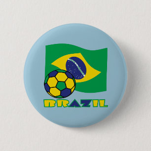 Braziliaanse Vlag Brazilië Voetbal Ronde Button 5,7 Cm