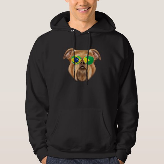 Braziliaanse Vlag Brussels Griffon Hond Brazilië Z Hoodie (Voorkant)