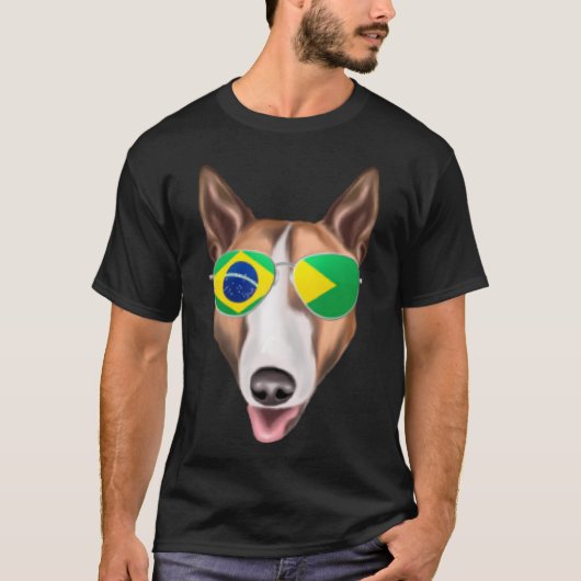 Braziliaanse vlag Bull Terrier Hond Brazilië Pocke T-shirt (Voorkant)