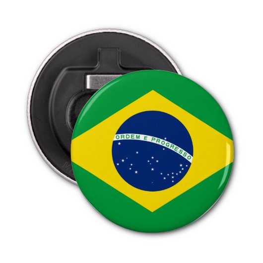 Braziliaanse vlag button flesopener (Voorkant)