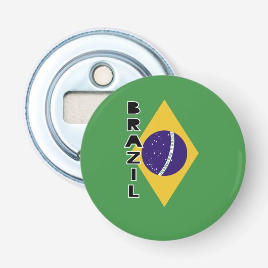 Braziliaanse vlag button flesopener (Voorkant)