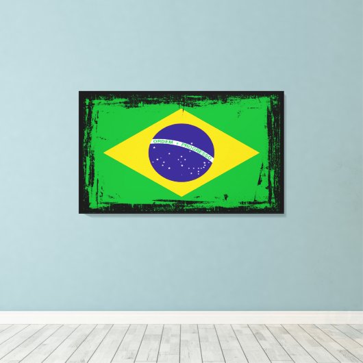 Braziliaanse vlag canvas afdruk (Insitu (Houten vloer))