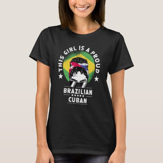 Braziliaanse vlag Cuba Groene vrouwelijke priester T-shirt (Voorkant)