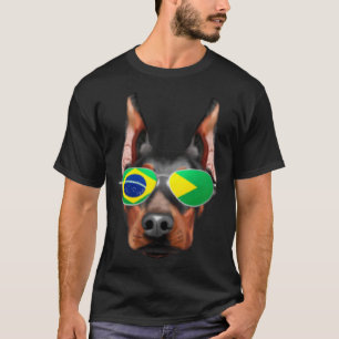 Braziliaanse Vlag Dobermann Pinscher Hond Brazilië T-shirt