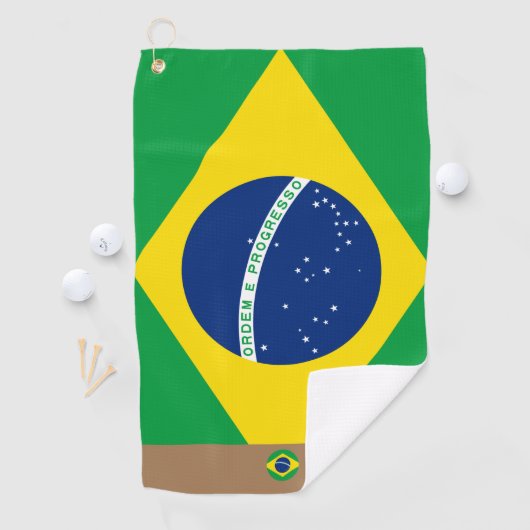 Braziliaanse vlag en Braziliaanse monogrammen Golf Golfhanddoek (Insitu)