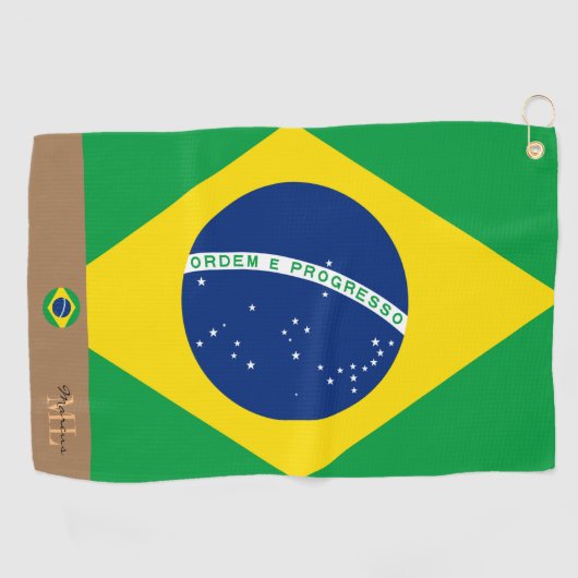 Braziliaanse vlag en Braziliaanse monogrammen Golf Golfhanddoek (Horizontaal)