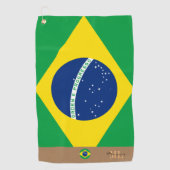 Braziliaanse vlag en Braziliaanse monogrammen Golf Golfhanddoek (Voorkant)