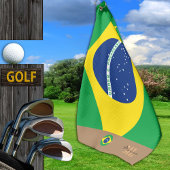 Braziliaanse vlag en Braziliaanse monogrammen Golf Golfhanddoek