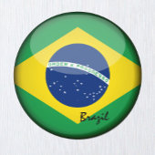 Braziliaanse vlag en Brazilië - reizen/sportfans Magneet