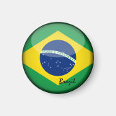 Braziliaanse vlag en Brazilië - reizen/sportfans Magneet (Voorkant)