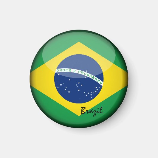 Braziliaanse vlag en Brazilië - reizen/sportfans Magneet (Voorkant)