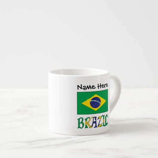 Braziliaanse vlag en Jouw naam Espresso Kop (Voorkant rechts)