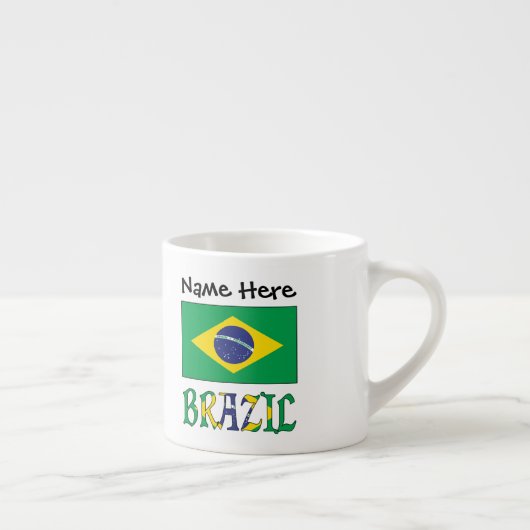 Braziliaanse vlag en Jouw naam Espresso Kop (Rechts)