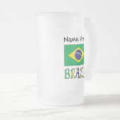 Braziliaanse vlag en Jouw naam Matglas Bierpul (Voorkant rechts)