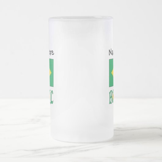 Braziliaanse vlag en Jouw naam Matglas Bierpul (Center)