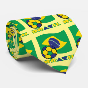 Braziliaanse vlag en Voetbal Stropdas