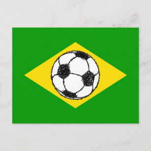 Braziliaanse vlag   Footballs schets Briefkaart