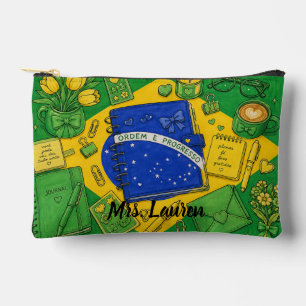 Braziliaanse vlag geïnspireerde kantoorartikelen i etui