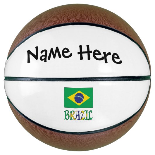 Braziliaanse vlag gepersonaliseerd basketbal (Voorkant)