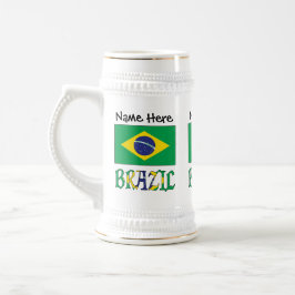 Braziliaanse vlag gepersonaliseerd bierpul