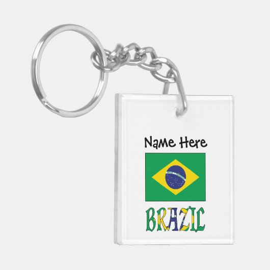 Braziliaanse vlag gepersonaliseerd sleutelhanger (Voorkant Links)