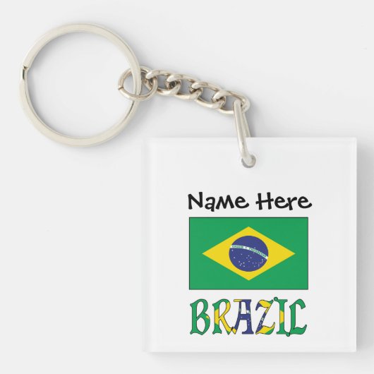 Braziliaanse vlag gepersonaliseerd sleutelhanger (Voorkant)