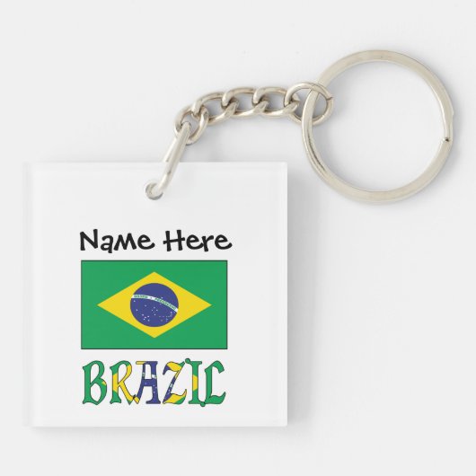 Braziliaanse vlag gepersonaliseerd sleutelhanger (Achterkant)