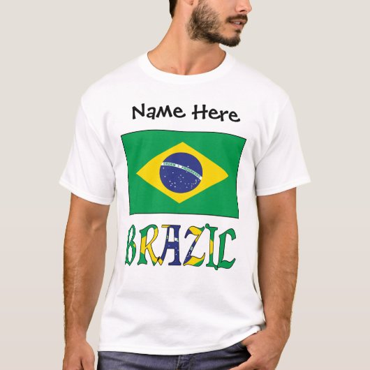 Braziliaanse vlag gepersonaliseerd t-shirt (Voorkant)