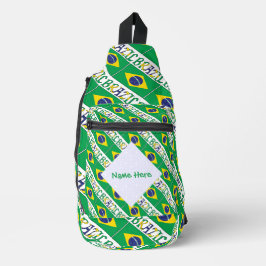 Braziliaanse Vlag Gepersonaliseerd Tegelpatroon Sling Bag