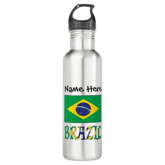 Braziliaanse vlag gepersonaliseerd waterfles  (Voorkant)