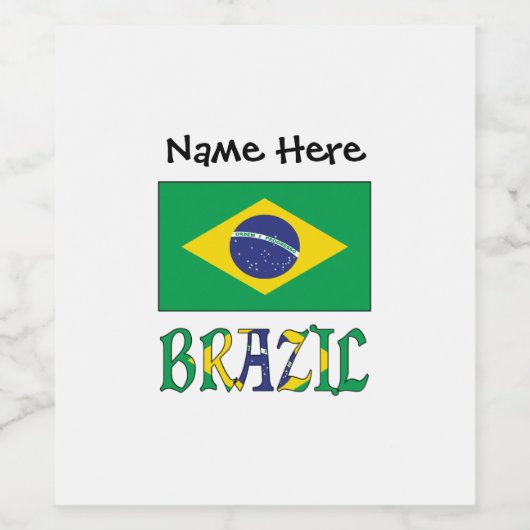 Braziliaanse vlag gepersonaliseerd wijn etiket (Enkel label)