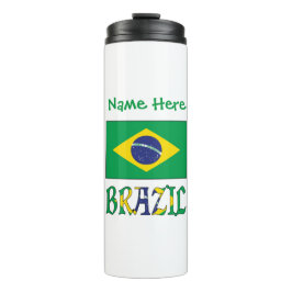 Braziliaanse vlag Gepersonaliseerde naam  Thermosbeker