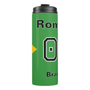 Braziliaanse Vlag Gepersonaliseerde Voetbalspeler Thermosbeker