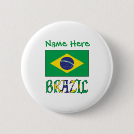 Braziliaanse Vlag Getegeld Gepersonaliseerd Erfgoe Ronde Button 5,7 Cm