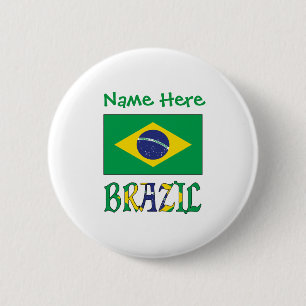 Braziliaanse Vlag Getegeld Gepersonaliseerd Erfgoe Ronde Button 5,7 Cm