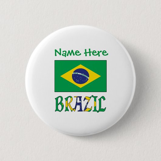 Braziliaanse Vlag Getegeld Gepersonaliseerd Erfgoe Ronde Button 5,7 Cm (Voorkant)