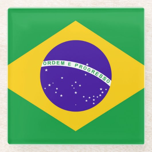Braziliaanse vlag glazen onderzetter (Voorkant)