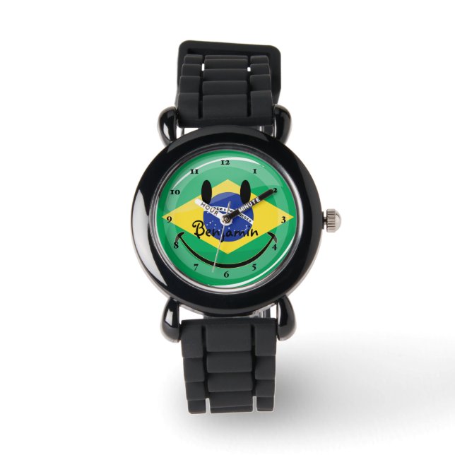 Braziliaanse vlag glimlachen horloge (Voorkant)