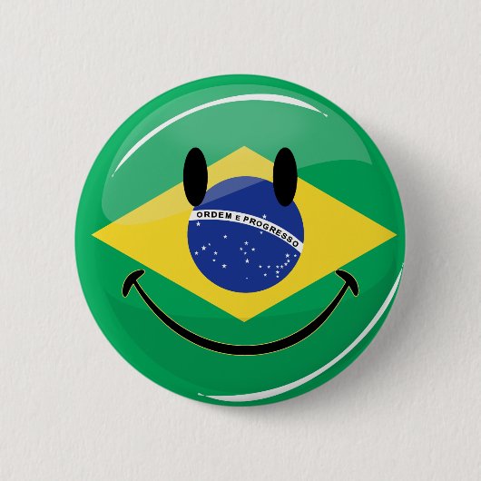 Braziliaanse vlag glimlachen ronde button 5,7 cm (Voorkant)