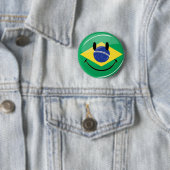 Braziliaanse vlag glimlachen ronde button 5,7 cm (In situ)