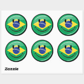 Braziliaanse vlag glimlachen ronde sticker (Vel)
