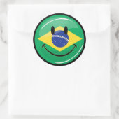 Braziliaanse vlag glimlachen ronde sticker (Tas)