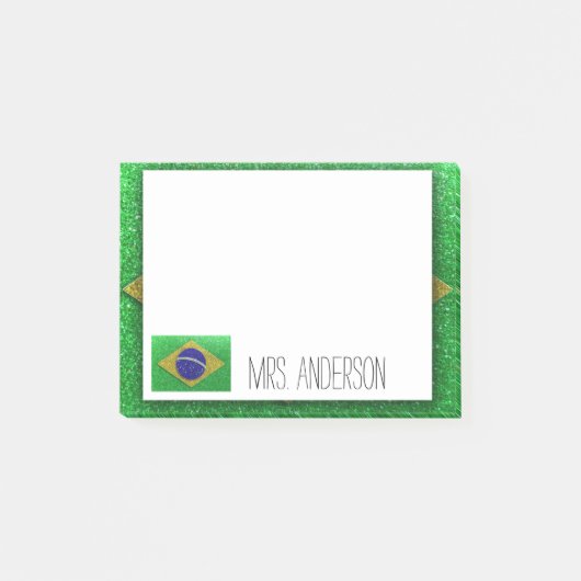 Braziliaanse vlag Glitter-leraar leslokaal Post-it® Notes (Voorkant)